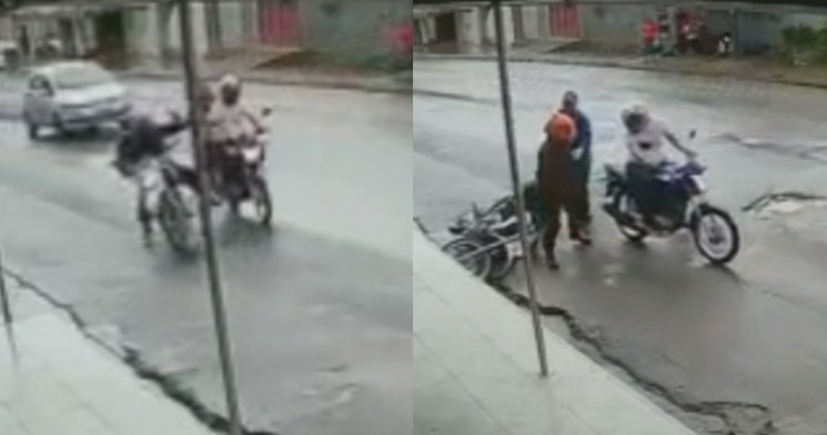 Bandidos audaciosos derrubam motoboy no trânsito e o assaltam em plena luz do dia, em Manaus, veja