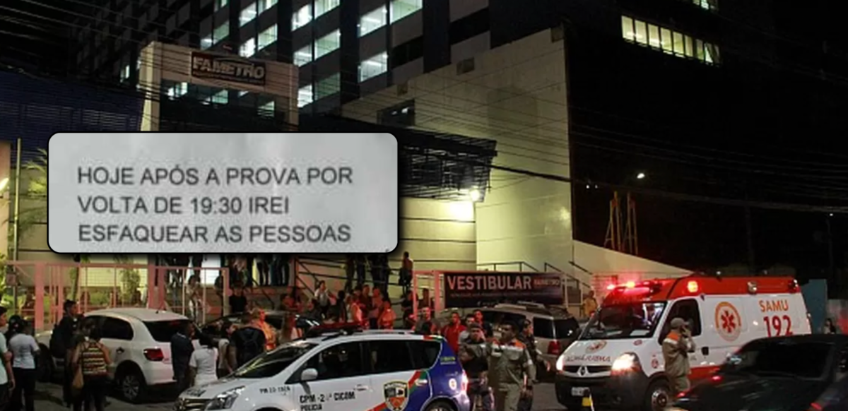 Estudantes da Fametro temem atentado após bilhete macabro viralizar nas redes sociais; veja