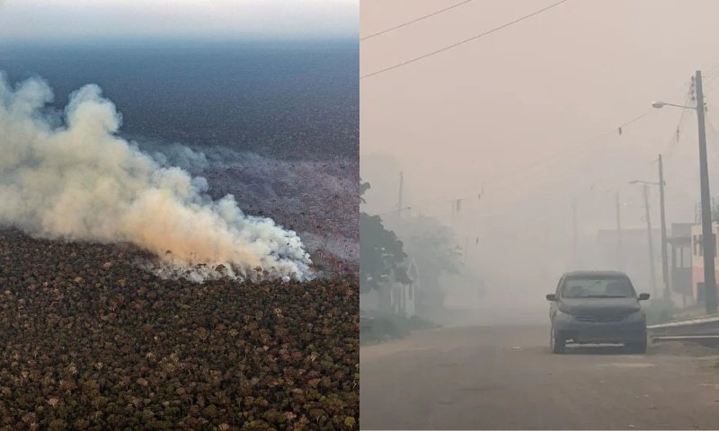 Fumaça tóxica das queimadas no interior do AM continua chegando em Manaus