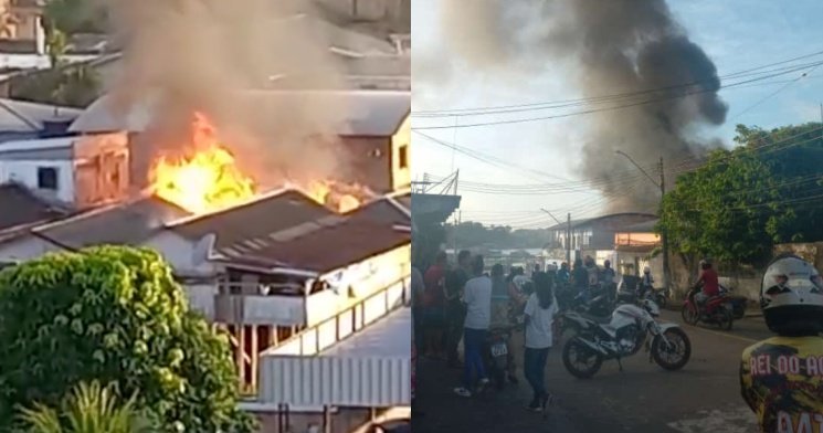 Incêndio de grandes proporções atinge casa em Tefé; veja vídeos