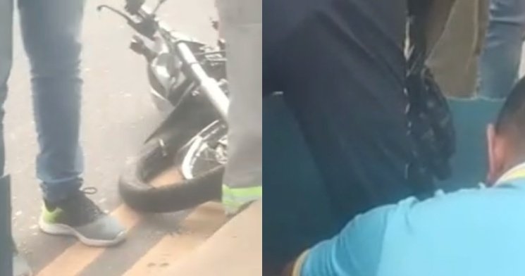 Motoqueiro tem perna esmagad4 após colidir com caminhão na Cidade Nova