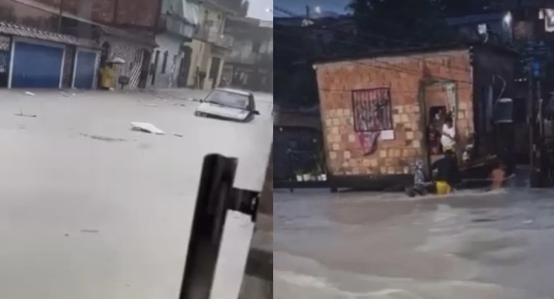Ruas e casas ficam debaixo d’água durante temporal em Manaus; veja os vídeos